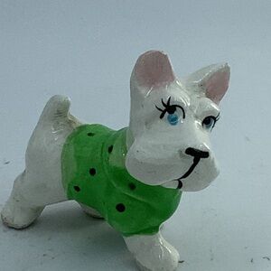 Vintage White Terrier Figurine in Green Sweater